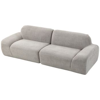 HOMCOM Sofá de 3 Plazas Redondeado sin Estructura con Asiento Amplio y Acolchado Grueso sin Montaje Gris Claro   Aosom España