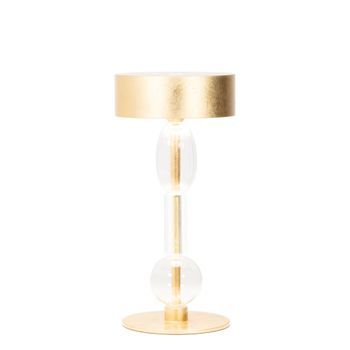 Zafferano Royal Family Wi-fi - Lámpara De Mesa Led Inteligente Recargable, Regulador Táctil, 36 H De Duración De Batería - Aluminio Dorado Y Vidrio