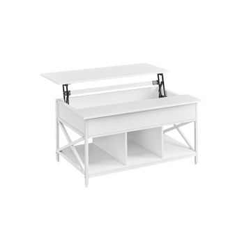 Mesa de Café con Tablero Elevable, Blanco Nieve + Blanco / 60 x 100 x (48-62) cm