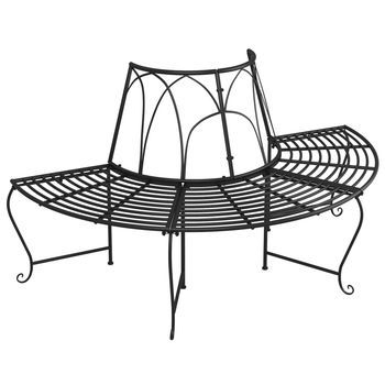 Banco De Jardín | Banco De Exterior | Silla De Jardín Semicircular 2 Uds De Acero Negro Ø159