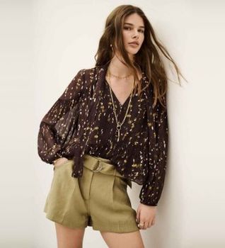 BA&SH para mujer. 1H25KAMA Blusa Kamala marrón (34), Casual, Viscosa, Manga larga
