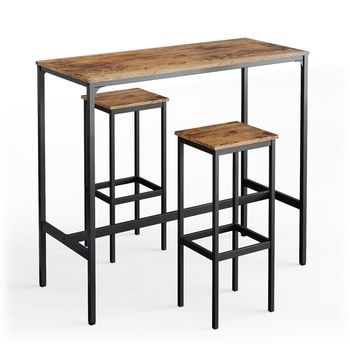 Set De Mesa De Bar Fyrk 120 X 50 Cm Con 2 Taburetes De Bar Vicco
