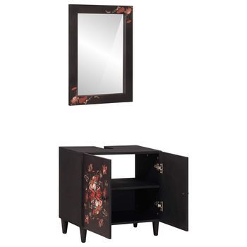 Juego De Muebles De Baño | Armario De Baño 2 Piezas Madera De Mango Maciza