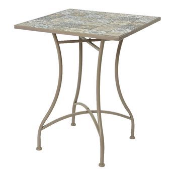 Mesa Metalica/mosaico Color: Marron 58x58x72cm Modelo Bistro Para Exterior