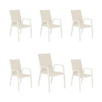 pack de 6 sillones de terraza acolchados fabricados en aluminio de color blanco envejecido caracteristicas medidas de los sillones 56 x 94 x 69 cm
