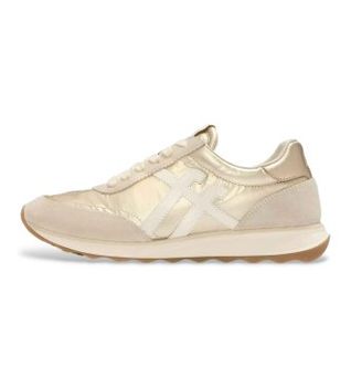 Fitflop para mujer. A5Q-675 Zapatillas de piel Retro Q FF Metallic dorado (37), Plano, Cordones, Casual