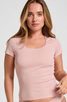 Hunkemöller Top Básico de Manga Corta Rosa