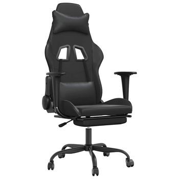 Silla Gaming De Masaje Y Reposapiés Cuero Sintético Negro Vidaxl