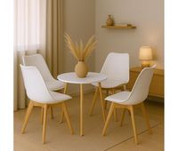 juego de comedor lamalie madera blanco 160x160x83 cm