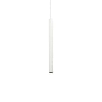 Pequeña lámpara colgante led de metal blanco, sección redonda