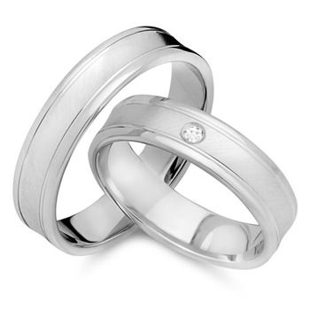 Alianzas 18 quilates oro blanco con diamante
