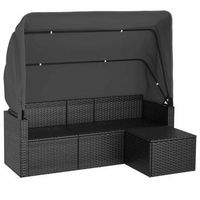 sofa jardin 3 plazas  sofa de descanso con toldo y taburete ratan sintetico negro