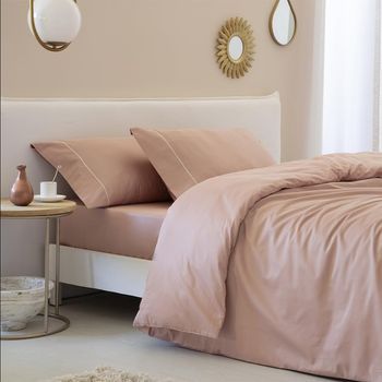 Funda Nórdica Nude 100% Satén Algodón 300 Hilos Salmon  Cama 90