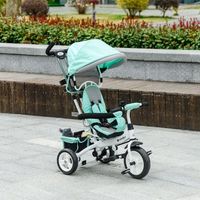 triciclo para bebes de metal poliester 95x50x106cm-homcom verde mint