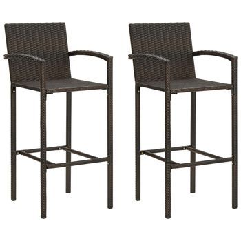 Taburetes De Cocina 2 Unidades Ratán Sintético Marrón Vidaxl