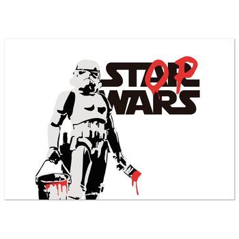 Panorama Cuadro De Aluminio Stop Wars Banksy Horizontal 100x70 Cm