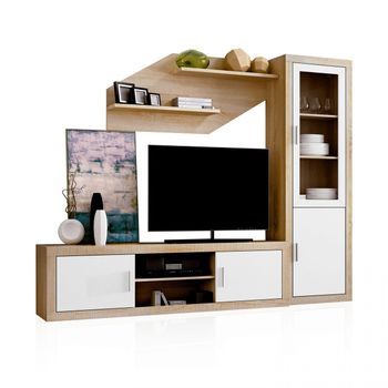 Salón Modular Con Gran Capacidad De Almacenaje 240 Cm Nuka V4 Cambria - Blanco 240 X 193,2 X 41,4 Cm