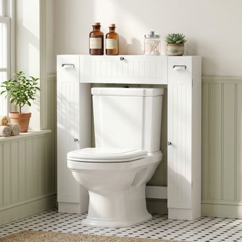 Armario Sobre Inodoro De Mdf Homcom 88x18x98 Cm - Blanco