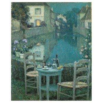 Legendarte - Cuadro Lienzo, Impresión Digital - Mesita En El Crepúsculo De La Tarde - Henri Le Sidaner - Decoración Pared Cm. 40x50