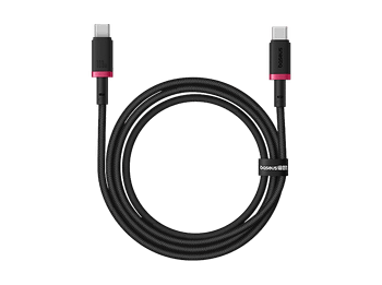 Cable USB-C - Baseus Dura, Tipo-C a Tipo-C, 100 cm, Carga ultrarrápida, Protección inteligente sobrecargas, Alta resistencia, 100W, Negro y Rojo