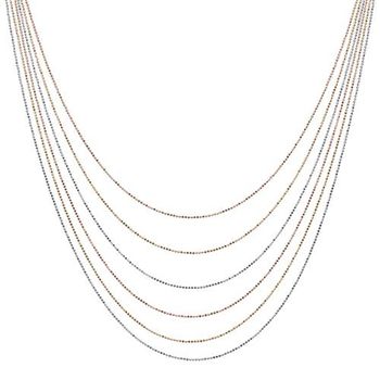 Cadena tricolor de plata 925 de varias filas