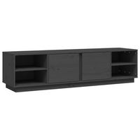 mueble tv  mueble de salon  armario tv madera maciza de pino gris 156x40x40 cm