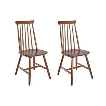 Conjunto De 2 Sillas De Comedor De Madera Maciza Estilo Rústico Marrón Burbank