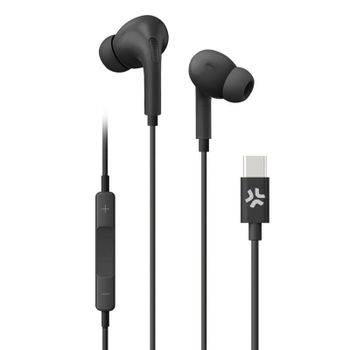 Auriculares Celly UP1200 con cable USB-C para llamadas y música con micrófono negro