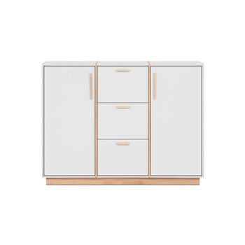 Aparador 2 puertas y 3 cajones decorado en blanco y madera - l125 cm