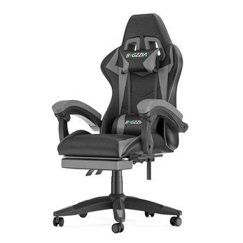 Silla Gamer Regulable En Altura Con Reposapiés Y Cojín Lumbar,gris, Rattantree