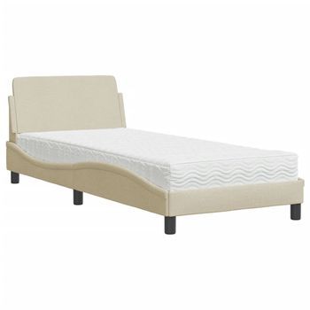 Cama Con Colchón Dover Tela Color Crema 90x190 Cm Vidaxl
