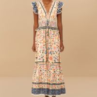 farm rio superbloom tapestry cotton maxi dress - m