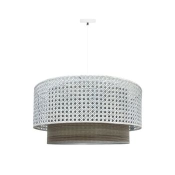 Lámpara colgante blanca con ratán natural