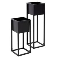 juego de 2 soportes para flores negro 21x5070x21 cmmetal