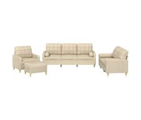 vidaxl juego de sofas con cojines 4 piezas tela crema