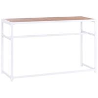 mesa moderna de jardin interior exterior 150 x 50 cm acero madera plastica blanco avetrana