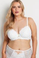 yours curve white broderie padded tshirt bra