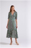 vestido largo estampado tipo camisero geometric xs