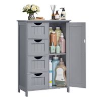 armario de bano estrecho comoda con cajones estante ajustable gris paloma  con 4 cajones 30p x 55a x 82a cm