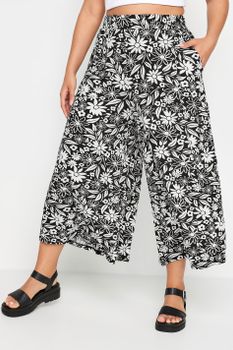 Yours Culottes Blancos Y Negros De Flores, Mujer Curvy Y Tallas Grandes, Yours