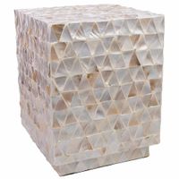 taburete de madera y madreperla beige 35x35x45h cm