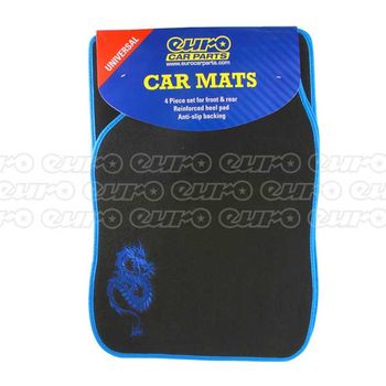Black Carpet Mat Set - Blue Dragon