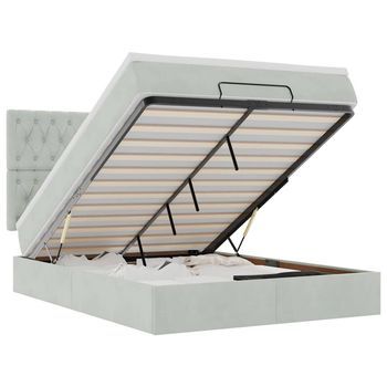 Estructura Cama Otomana Colchones Gris Claro 140x190cm Vidaxl