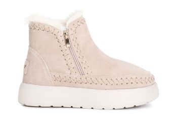 botín de mujer con doble cremallera en ante. beige 39