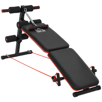 HOMCOM Banco para sentarse Banco de entrenamiento para entrenador de vientre Acero ajustable y plegable