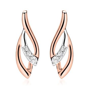 Pendientes bicolor 14 quilates oro rosa diamante