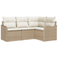 juego de sofa de jardin de 4 uds con cojines de ratan poliester beige cfw622067