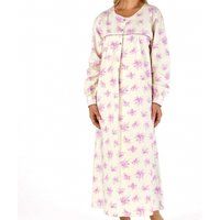 Modern Floral Round Neck Longer Length Flannel Nightdress