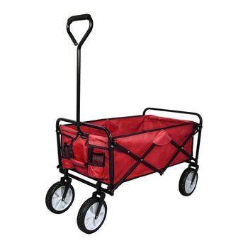Carrito Plegable Todoterreno 70 Kg Con Ruedas 360° Y Forro Impermeable Rojo
