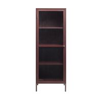 armario con 1 puerta de vidrio estriado y metal h160cm - burdeos